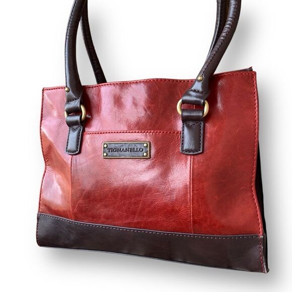 Tignanello Two Tone Satchel Purse Handbag Shoulder Bag Faux Leather - Picture 16 of 16